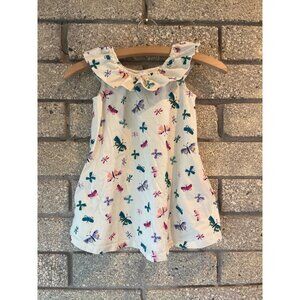 Hanna Andersson Girls Butterfly Print Ruffle Neck Sleeveless Dress 100 CM US 4 C